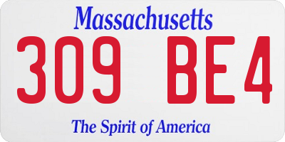MA license plate 309BE4