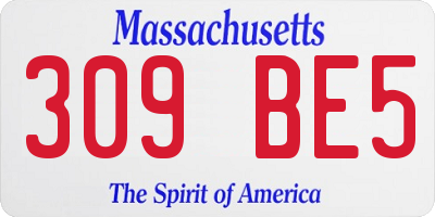 MA license plate 309BE5