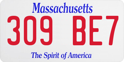MA license plate 309BE7