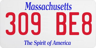 MA license plate 309BE8