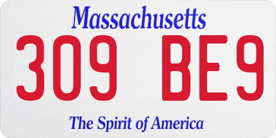 MA license plate 309BE9