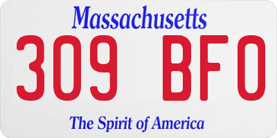 MA license plate 309BF0