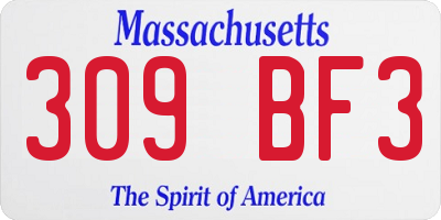 MA license plate 309BF3