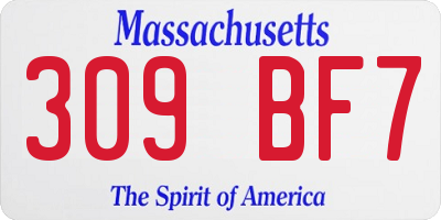 MA license plate 309BF7