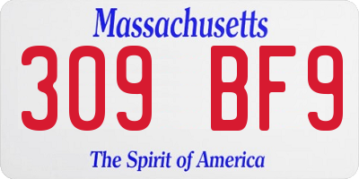 MA license plate 309BF9