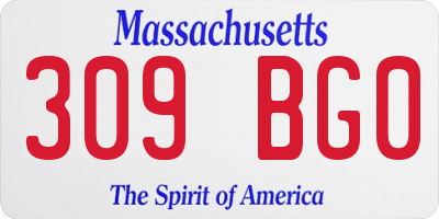 MA license plate 309BG0