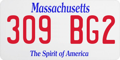 MA license plate 309BG2