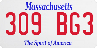 MA license plate 309BG3