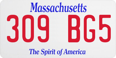 MA license plate 309BG5