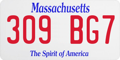 MA license plate 309BG7