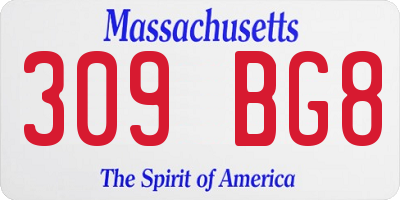 MA license plate 309BG8