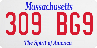 MA license plate 309BG9