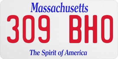 MA license plate 309BH0