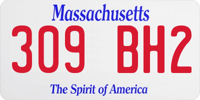 MA license plate 309BH2