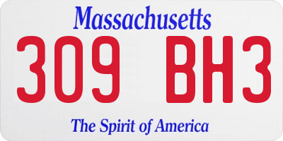 MA license plate 309BH3