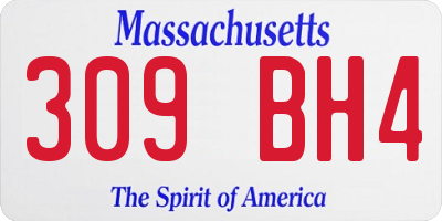 MA license plate 309BH4