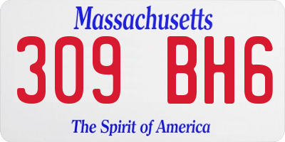 MA license plate 309BH6