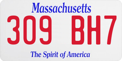 MA license plate 309BH7