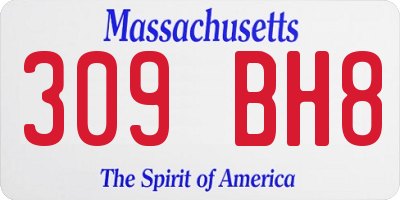 MA license plate 309BH8