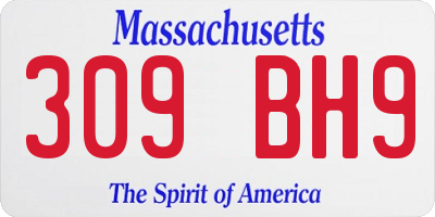 MA license plate 309BH9