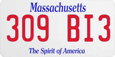 MA license plate 309BI3