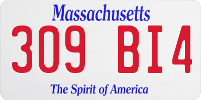 MA license plate 309BI4