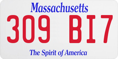 MA license plate 309BI7