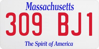 MA license plate 309BJ1