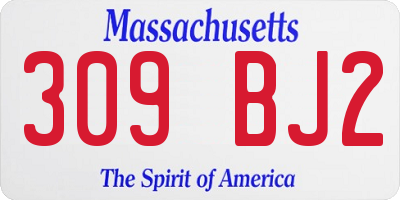 MA license plate 309BJ2