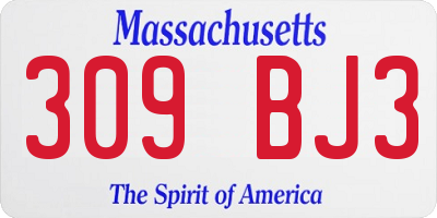 MA license plate 309BJ3