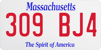 MA license plate 309BJ4