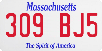MA license plate 309BJ5