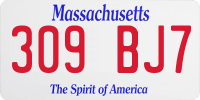 MA license plate 309BJ7