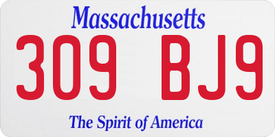 MA license plate 309BJ9
