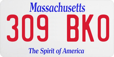 MA license plate 309BK0