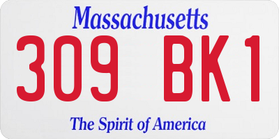 MA license plate 309BK1