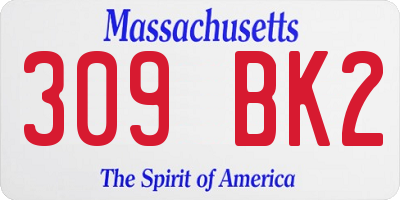 MA license plate 309BK2