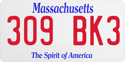 MA license plate 309BK3