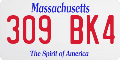 MA license plate 309BK4