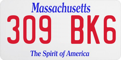 MA license plate 309BK6