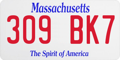 MA license plate 309BK7