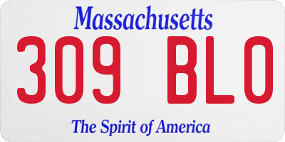 MA license plate 309BL0