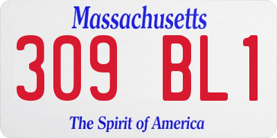 MA license plate 309BL1