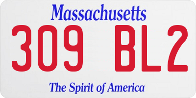 MA license plate 309BL2