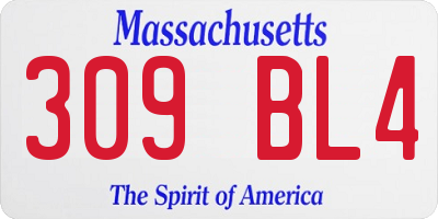 MA license plate 309BL4