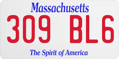 MA license plate 309BL6