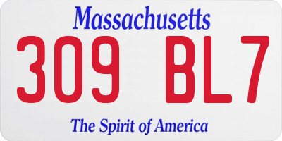 MA license plate 309BL7