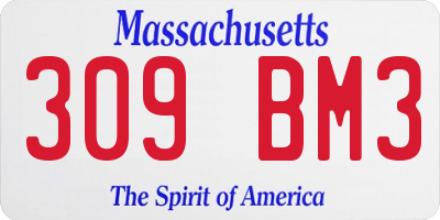 MA license plate 309BM3