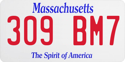 MA license plate 309BM7