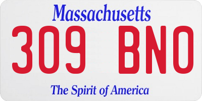 MA license plate 309BN0
